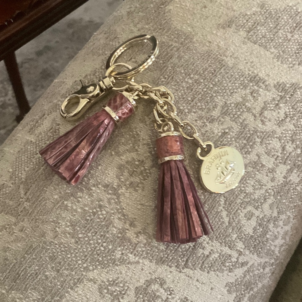 Brahmin Tassel Keychain with Gold Accents